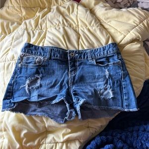Maurices Low Rise Distressed Denim Shorts 3/4